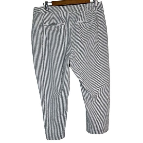 Chico’s Womens Striped Seersucker Capri Trouser Pants Beige White Medium - Picture 2 of 10